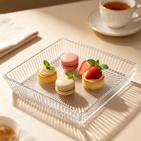 Plateau de service carré en verre massif, minimaliste et durable, plateau à fruits en verre transparent, plateau à desserts et à collations, décoration de table pour la maison et les mariages, fabrication en usine