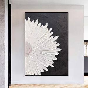 Dropshipping Màu Đen Và Trắng Dày Dao Kết Cấu Hoa Hình Ảnh Sơn Dầu Vải Lớn Acrylic Bắc Âu Acrylic Nghệ Thuật Làm Việc Trừu Tượng - Product Image 1