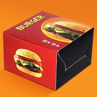 Scatole Scorrevoli Impilabili Ecologiche Personalizzate con Manico per Eventi di Catering, Mini Contenitori per Hamburger in Carta Kraft Personalizzabili