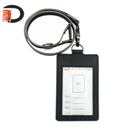 Porte-badge double face en cuir PU 2026 avec cordon, porte-cartes de visite, porte-badge de bus, porte-badge de travail, étui de bureau