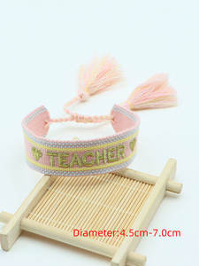 Zhehu Bracelet tissé personnalisé cadeau de la fête des enseignants Bracelet en toile brodée Bracelets tressés pour enseignant - Product Image 5