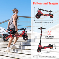 Scooter Eléctrico Todoterreno RCB D5 para Adultos, Diseño de Dos Ruedas, Motor de 250W, Resistente al Agua IPX4, Doble Suspensión, Plegable, Batería de Litio, 150kg