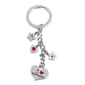 Personalized Heart Shaped Keychains Custom Shaped Metal Keychain Cross-border Letter Love Cute Couple Key Pendant Chain