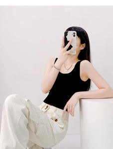 Camisole d'été pour femmes RUICHI avec coton et élasthanne côtelé 260GSM, style élégant, superposition et vêtements d'extérieur, débardeur blanc - Product Image 5