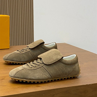 Baskets de luxe rétro en daim pour hommes, style Old Money, à revers, chaussures de marche, vente en gros