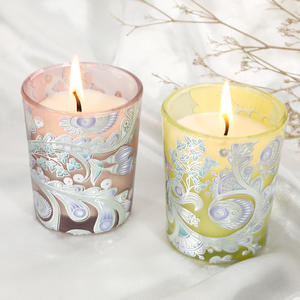 Bougie parfumée en verre gaufré de style chinois avec motif exquis coloré, idéale pour les hôtels, les mariages, les fêtes, bougie créative parfumée - Product Image 2