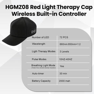 Gorro de Terapia de Luz Roja Inalámbrico OEM ODM con 72 LED para el Crecimiento del Cabello, 660nm 850nm, Recargable, con 3 Modos de Pulso - Product Image 5
