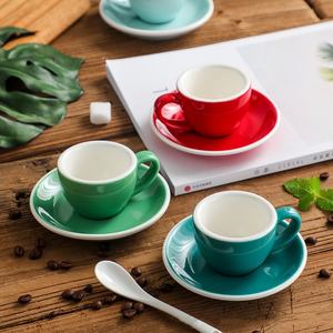 Kingze Cadeaux souvenirs de Noël personnalisés 75ml Ensemble tasse à thé et soucoupe café arabe cappuccino <span class=keywords><strong>latte</strong></span> coloré - Product Image 2