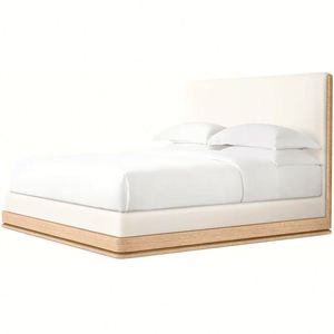 Meubles de chambre à coucher de luxe au design moderne personnalisable, lit double en bois de chêne massif - Product Image 3