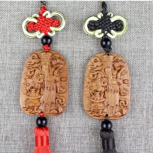 Peach Wood <b>Car</b> Pendant God Of Wealth Red And Black Version For <b>Car</b> <b>Interior</b> Decoration Rearview Mirror Ornament Gift - Product Image 2