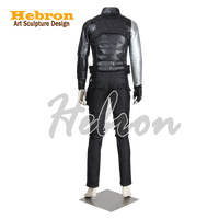 Anpassbares Komplettset Roboter-Film Winter Soldier Bucky Civil War Cosplay-Kostüm PU-Leder Denim Canvas Unisex Oberteil