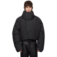 Veste en duvet matelassée de luxe à col entonnoir imperméable en nylon noir personnalisée OEM