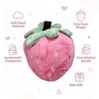 Coussin en peluche fraise rose moelleux, jouet en peluche doux en forme de fruit, vente en gros, fabricant de jouets en peluche, jouets et cadeaux en peluche personnalisés pour enfants