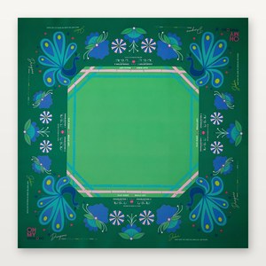 Ensemble de Mahjong américain gravé à 4 couches, en chiffon de citron épais de 1-1/4 po avec tapis Peacock Garden - Product Image 2