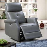 Fauteuil inclinable moderne en cuir véritable avec port de charge USB, design ergonomique, fonctionnalités réglables, garantie de 5 ans - Salon, hôtel