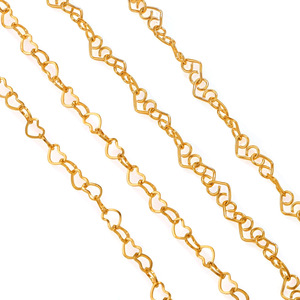 Cadena de Eslabones en Forma de Corazón al por Mayor por Metros para Joyería |   Acero Inoxidable Chapado en Oro PVD de 18K |   Impermeable, Hipoalergénico y Resistente a la Decoloración - Product Image 1
