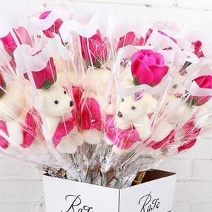 Rosa de jabón Multicolor de un solo oso para decoración del hogar, rosa de cumpleaños romántica, regalo creativo para el Día de San Valentín, suministros para decoración del hogar, 1 unidad - Product Image 4