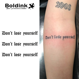 Tatouage semi-permanent Boldink personnalisé, citation gothique « Ne te laisse pas emporter par la vie », art corporel pour bras, imperméable, longue durée, 2 semaines, encre Jagua Juice - Product Image 1