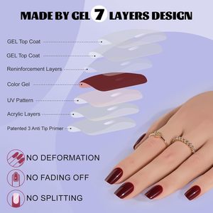 Kit de <span class=keywords><strong>Uñas</strong></span> Acrílicas de Moda, 16 Tamaños, 32 Piezas, Gel Suave <span class=keywords><strong>Rojo</strong></span> <span class=keywords><strong>Vino</strong></span>, Ajuste Perfecto, <span class=keywords><strong>Uñas</strong></span> Naturales Adhesivas, Rojas Cuadradas, Pegamento, <span class=keywords><strong>Cortas</strong></span> - Product Image 3
