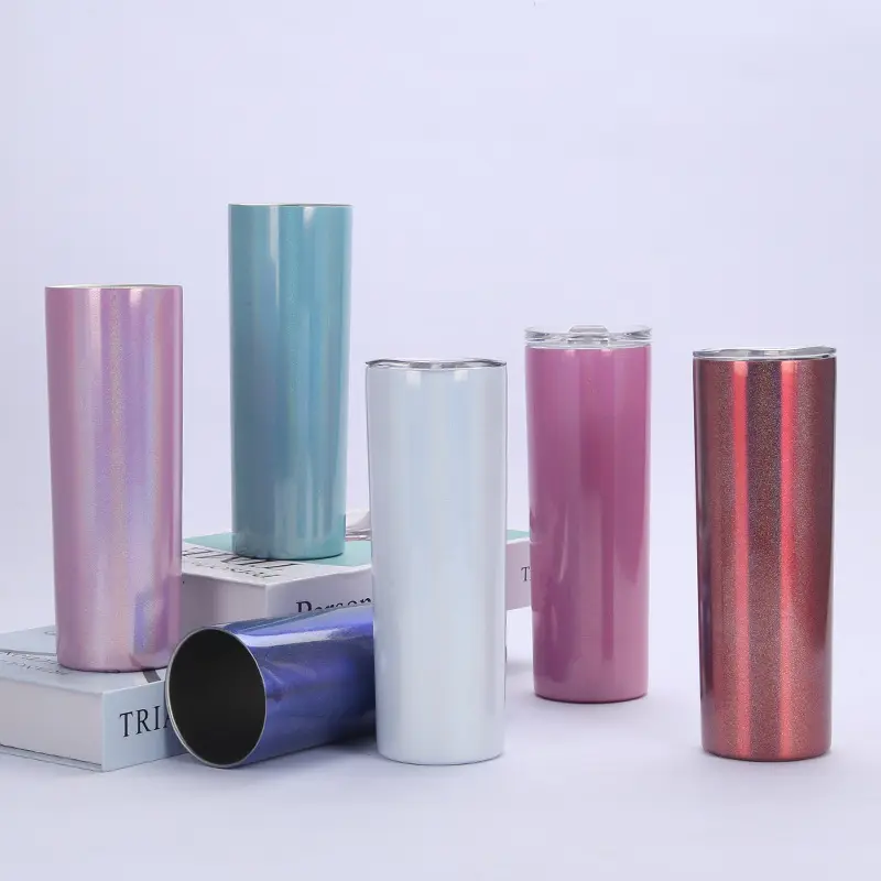 20oz Straight Light sensitive color shift color changes Glitter Sparkly Skinny Tumblers Cups