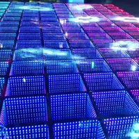 Fabricant d'équipements d'éclairage de scène, sol de danse LED lumineux à miroir infini 3D amovible, filaire, pour parc à thème, DMX512 RGB CRI80