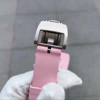 Article très vendu en Europe et en Amérique 07-01 Montre mécanique pour femme avec cadran en céramique rose incrusté de moissanite pour mariage et banquet