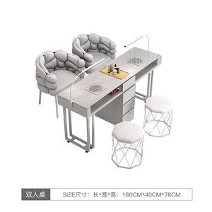 Juego de mesa y silla para manicura de lujo, multifuncional, moderno, de diseño reciente, para una o dos personas, con apariencia en estilo crema. - Product Image 6