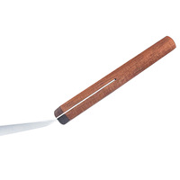 Spatule à grillades robuste en acier inoxydable avec manche en bois, retourneur 3 faces, résistant aux hautes températures, pour barbecue extérieur et usage domestique personnalisé