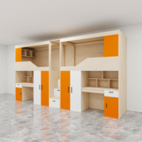 Lit mezzanine en bois durable et peu encombrant avec bureau et étagères pour adolescents garçons, taille double, design moderne
