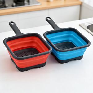 Cesta de drenaje cuadrada plegable de silicona, colador de cocina con almacenamiento, colador de silicona plegable, ¡la más vendida! - Product Image 3