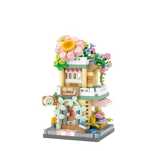 LOZ Mini Block Mini Street City 3D Building Block Cartoon Shop Model Flower Shop Children DIY Assembly Toy Education Anime Fun
