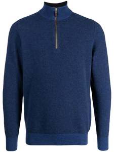 Vente en gros de pull en tricot de luxe avec logo personnalisé Pull en cachemire et laine Pull à demi-fermeture éclair pour hommes - Product Image 5