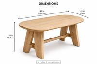 Table à manger ovale en teck massif, écologique, durable, imperméable, 6 places, style scandinave moderne, base à tréteaux pour salon