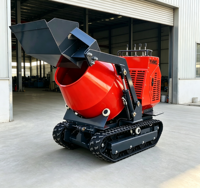 Camion malaxeur à béton sur chenilles de 300 L avec certification CE EURO5 EPA, mini-dumper sur chenilles en caoutchouc, machine à mélanger le béton pour chantier de construction
