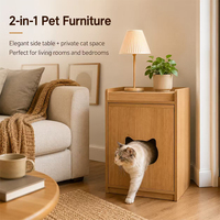 Table d'appoint multifonctionnelle 2-en-1 pour animaux domestiques : maison pour chat et meuble de rangement pour animaux, idéale pour salon et chambre à coucher