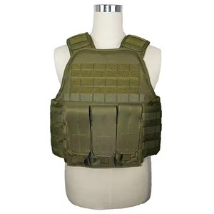 Multi-functional tactical vest, nylon, olive green, with shoulder straps and side pockets, suitable for outdoor use - Product Image 1