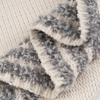 Plaid en tricot en gros avec accent rayé, doux, texturé, chaud et confortable, emballage personnalisé pour la décoration intérieure et les cadeaux