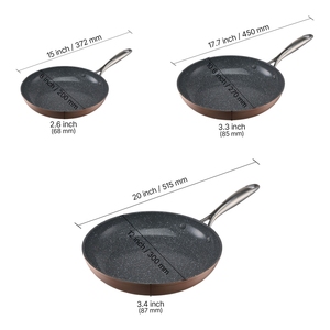 Wholesale Overseas Stock Free Shipping 3 Piece Frying <b>Pan</b> Aluminum <b>Skillet</b> Set 8 10 12 in Handle Pre-Seasoned - Product Image 2