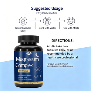 Suplemento de Magnesio Complejo 420mg 12 en 1 de Marca Privada OEM - Fórmula Personalizable para la Salud Ósea y la Relajación Muscular - Product Image 4