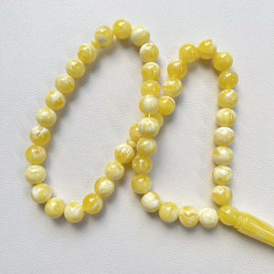 Rosario Musulmán Estilo Árabe Tasbih, 45 Piezas, 10mm, Resina Amarilla, Tasbih para Adoración Musulmana, una Fusión de Fe y Arte Islámico - Product Image 1