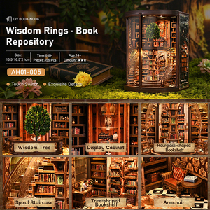 Blocs de construction pour adultes, Mystery Book Nooks, <span class=keywords><strong>puzzle</strong></span> en bois 3D, kit de maison miniature, modèle de construction - Product Image 1