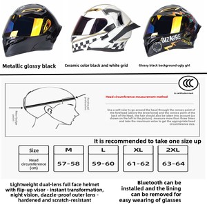 Best-selling Full Face Motorcycle With Dual Visors <b>ABS</b> Material Polyester Dual Visors Provides Vision and Safety During Ri - Product Image 2