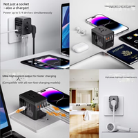 Adaptateur de voyage universel pour prise secteur AC, chargeur rapide 20W PD 4 ports, 5 en 1, pliable, respectueux de l'environnement, compatible US EU UK AU