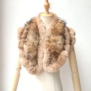 2023 New Real Rex Rabbit Fur Scarf Fashion Women Genuine Fox Fur Shawl Winter Female Natural Fur Scarves