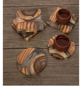 Juego de posavasos de madera de acacia Natural para protección de mesa, posavasos de madera de mármol para Vasos - Product Image 2