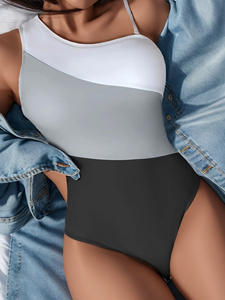 Maillot de bain une pièce sexy à découpe haute, couleur unie, avec bretelles amovibles, maillots de bain personnalisés pour femmes - Product Image 3