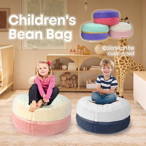 Canapé-pouf pour enfants au design couleur macaron, avec rembourrage en mousse déchiquetée, coussin de sol pour salon et chambre - Product Image 2