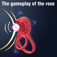 Jouets sexuels pour adultes, anneau de blocage du sperme en silicone en forme de rose rouge, entraîneur de pénis, télécommande, vibration partagée entre les couples, retardateur pour hommes