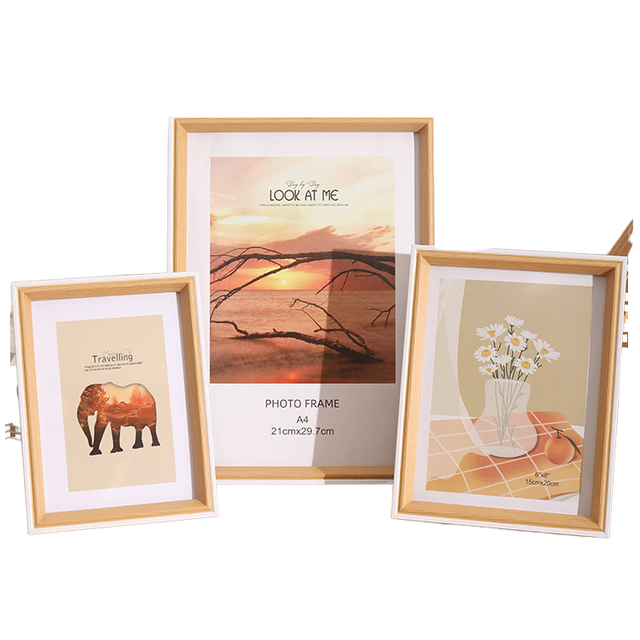 Stylish Modern MDF Wooden Glass Photo Frames Custom Digital Light A3 A4 A5 A6 A8 Environmental Protection