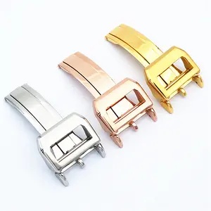 Hebilla de correa de reloj, hebilla de acero inoxidable de 316L, calidad superior, plata, oro, Rosa